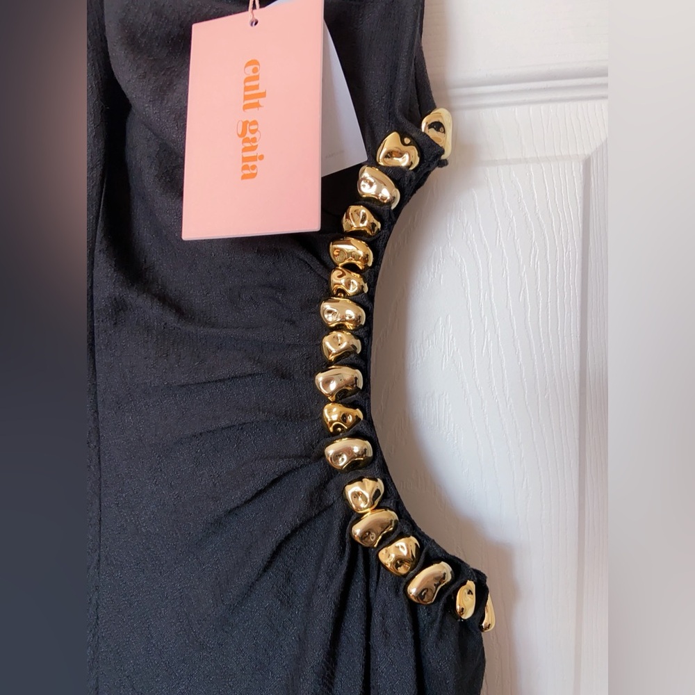 NWT Cult Gaia Silvia Embellished Faille Cut-Out Midi-Dress - Picture 10 of 11